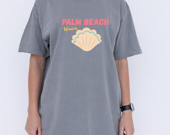 Retro Palm Beach Waves Tee: Coastal Cottagecore Shirt