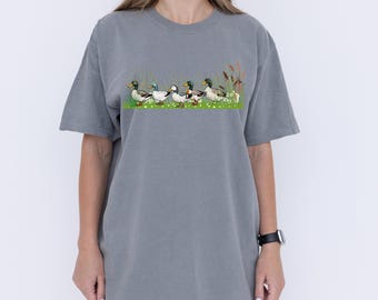 Floral Duck Parade Shirt: Mallard Graphic Tee