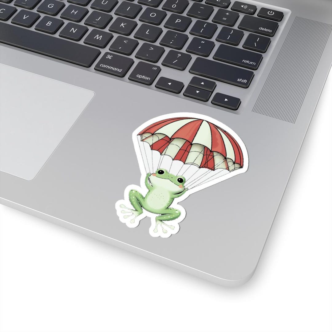 Adorable Frog Parachute Kiss-cut Stickers - Fun Decor for Laptops ...