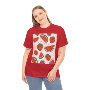 Fruit Pattern Unisex T-Shirt | Colorful Summer Tee for Casual Wear