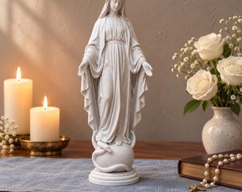 Our Lady of Grace Statue, Virgin Mary Statue, Blessed Mother Statue for Home Altar, Mother Mary Gift