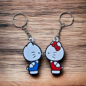 Kawaii Kattnyckelringar för Par – Matchande Romantiskt Presentset (2 ST)