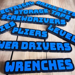 Custom Toolbox Magnetic Labels (10 Pack) ,3D Printed Tool Drawer Organizers Labels for Screwdrivers, Bits & More,  Gift for Father&#39;s Day