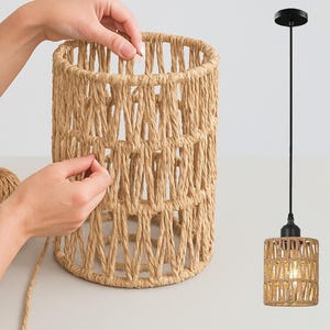 Handmade Pendant lighting Rattan light fixture - Boohoo hanging lamp - chandelier for dining room, boohoo nursery, living room, bedroom.