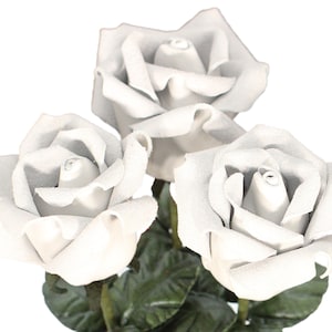 Leather rose white leather flower third anniversary wedding gift long stem flower 3rd anniversary leather anniversary bouquet valentine day