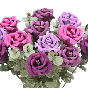 12 leather rose bouquet Wedding/3rd Anniversary Gift Long Stem Flower dozen roses 3rd Leather Anniversary Mother&#39;s Day Prom