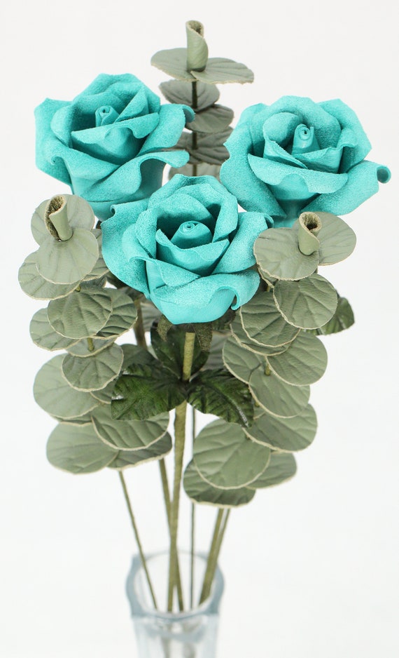 Cuir Rose Turquoise Menthe Bleu Aqua Troisième Anniversaire