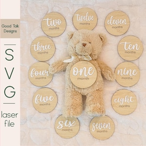 Jalon bébé SVG - fichier disque jalon bébé mensuel pour laser - fichier découpé au laser - téléchargement numérique