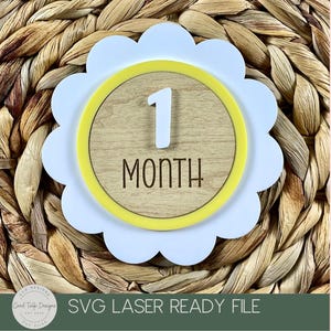 Baby Milestone SVG – Monthly Flower Marker for Laser Cut | Baby Photo Prop Tags – Newborn Gift – Digital Download