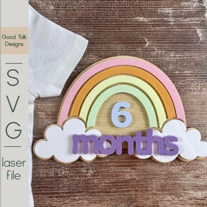 Rainbow Baby Milestone SVG - Monthly Marker für Lasercuts - Digitale Datei für Acryl- und Holzprojekte