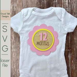 Baby Meilenstein SVG – Blumen Monatsmarker Set – Laser geschnitten & Gravurdatei – Baby Foto Requisite Tags – Neugeborenen Geschenk Digitaler Download