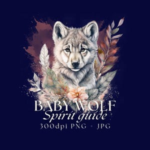 Cachorro de lobo, guía espiritual, animal, transparente, guía espiritual, bohemio, clipart, PNG espiritual, bebé lobo, tótem, decoración, POD, descarga, acuarela, arte digital