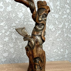 Hand Carved Tree Root Sculpture | Wood Spirit Carving | Rustic Wooden Figurine | Nature Forest Decor | Unique Handmade Gift