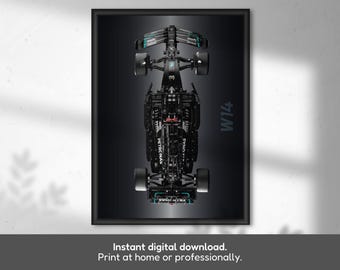 Póster de pared inspirado en el coche de carreras de Fórmula 1 Mercedes W14, descarga digital, 50 x 70 cm