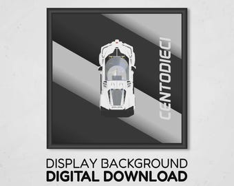 Bugatti Centodieci Supercar Display Background | Digital Download 25x25 cm | Compatible with 77240