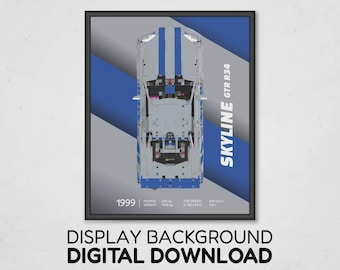 Nissan Skyline GTR Display Background | Digital Download 40x50 cm | Compatible with 42210