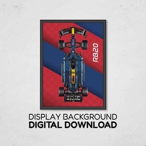 Red Bull RB20 F1 Race Car Display Background | Technic Display | Digital Download 50x70 cm | Compatible with 42206
