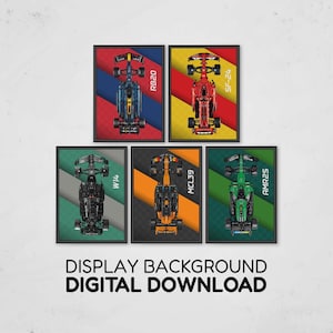 F1 Technic-kollektion | 5 displaybakgrunder | Digital nedladdning 50x70 cm | 42171, 42206, 42207, 42228 och 42240