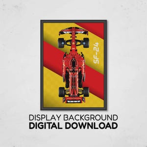 Ferrari SF-24 F1 Rennwagen-Displayhintergrund | Technic-Display | Digitaler Download 50x70 cm | Kompatibel mit 42207
