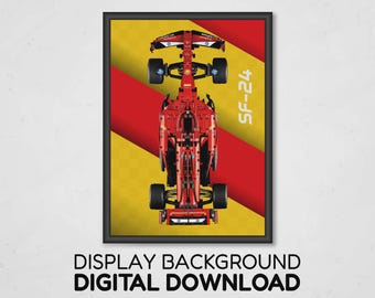 Ferrari SF-24 F1 Race Car Display Background | Technic Display | Digital Download 50x70 cm | Compatible with 42207