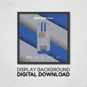 Nissan Skyline GT-R R34 Display-Hintergrund | Digitaler Download 25x25 cm | Kompatibel mit 76917
