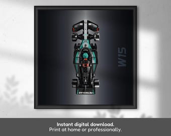 Póster de pared inspirado en el coche de carreras Mercedes W15 F1, descarga digital, 25 x 25 cm