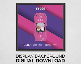 Honda S2000 Display Background | Digital Download 25x25 cm | Compatible with 77241