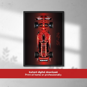 Póster de pared inspirado en el Ferrari SF-24 Formula Race Car, descarga digital de 50 x 70 cm.