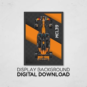 Bakgrund för McLaren MCL39 F1-racerbil | Technic-display | Digital nedladdning 50x70 cm | Kompatibel med 42228