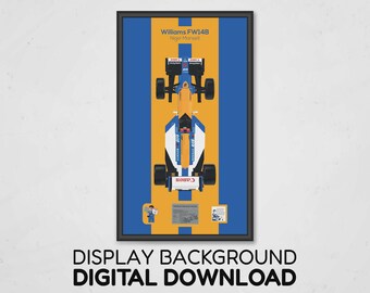Williams FW14B Mansell F1 Race Car Display Background | Technic Display | Digital Download 30x50 cm | Compatible with 10353