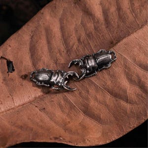 S925 Tiny Stag Beetle Stud Earrings in Sterling Silver, Silver or Gold or Rose Gold, Beetle Earrings, Bugs Earrings, Bugs Stud