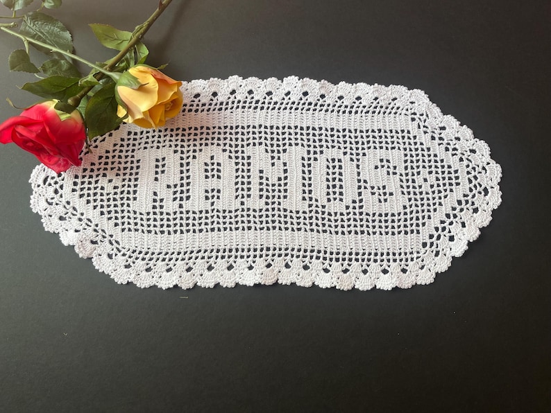 Crochet Name Doily, Personalized Handmade Cotton Gift