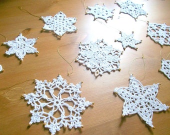 Snowflakes, crochet christmas snowflakes, beaded crochet snowflakes