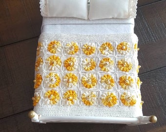 Miniatuur poppenhuis gehaakte deken,