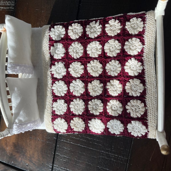 Miniature handmade crochet blanket,1/12 size