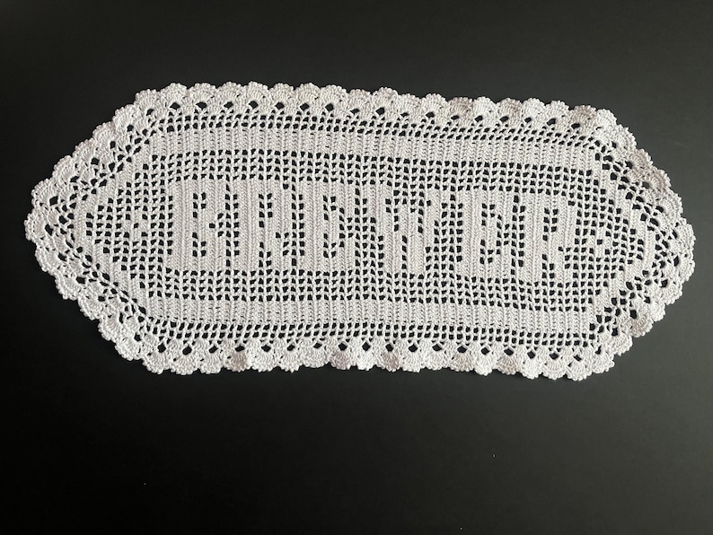 Crochet Name Doily, Personalized Handmade Cotton Gift