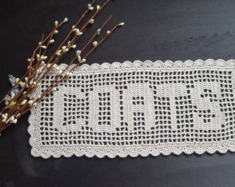 Crocheted last name doily,