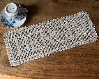 Gepersonaliseerde handgemaakte naamkleedje, katoenen cadeau.