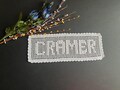 Crocheted name doily, cotton gift.