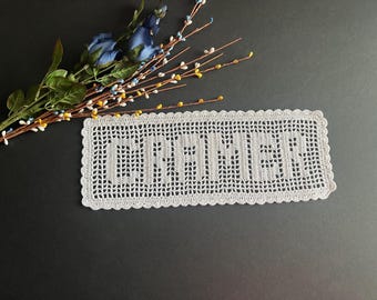Gehaakt naamonderzettertje, katoenen cadeau.