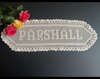Naamkleedje, handgemaakt, uniek, bruiloft, katoenen kleedje