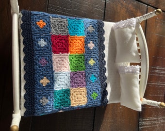 Miniature crochet blanket,granny square 1/12