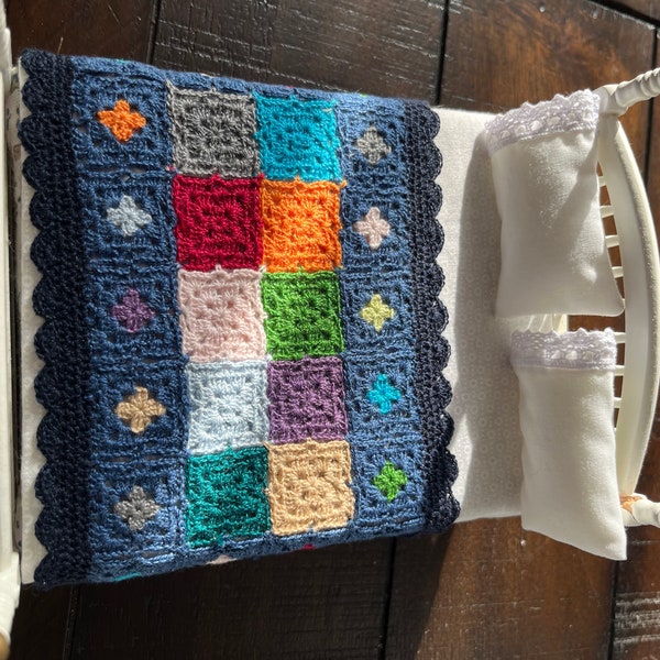 Miniature crochet blanket,granny square 1/12