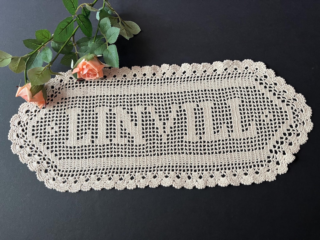 Crochet Name Doily, Personalized Handmade Cotton Gift - 6 letter, White