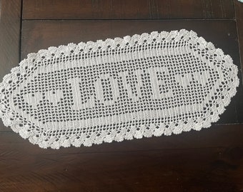 Crochet Name Doily,  Personalized, Handmade,  anniversary, birthday gift