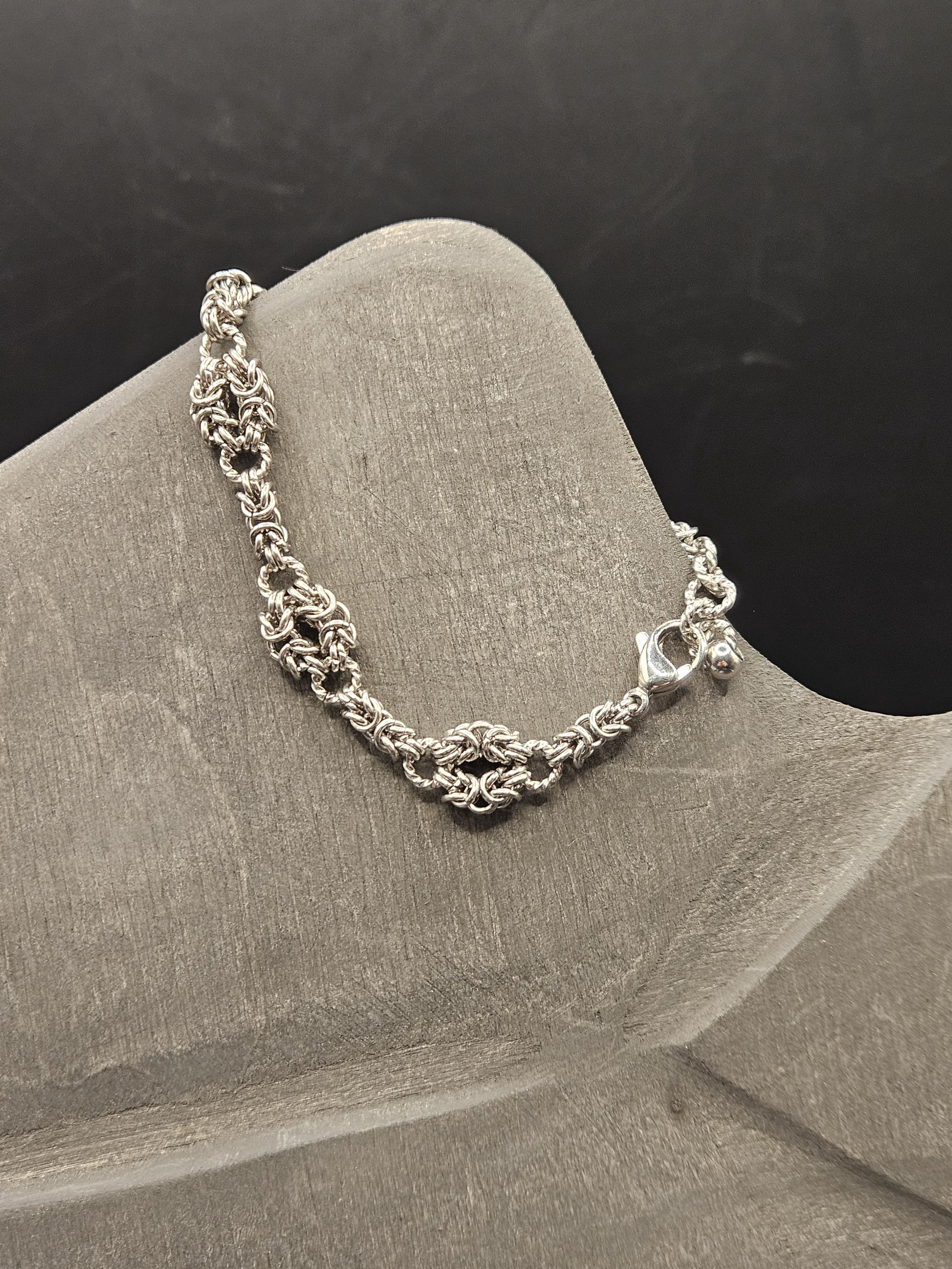 Extra thin handmade women's bracelet in Byzantine mesh