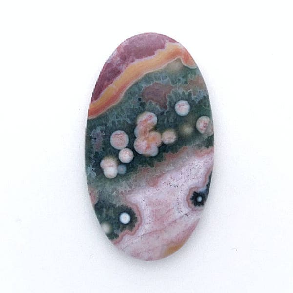 Ocean Jasper Cabochon  ~ Designer Cabochon ~ Gemstone Cabochon ~ Pendant Gemstone ~ Wire Wrap Stone ~ Orbicular Jasper ~ Jewelry DIY