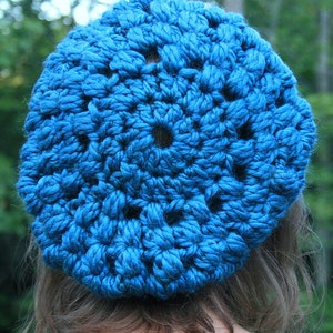 Instant PDF File For Crochet Pattern for Easy Chunky Puff Stitch Slouch Hat Tam image 3