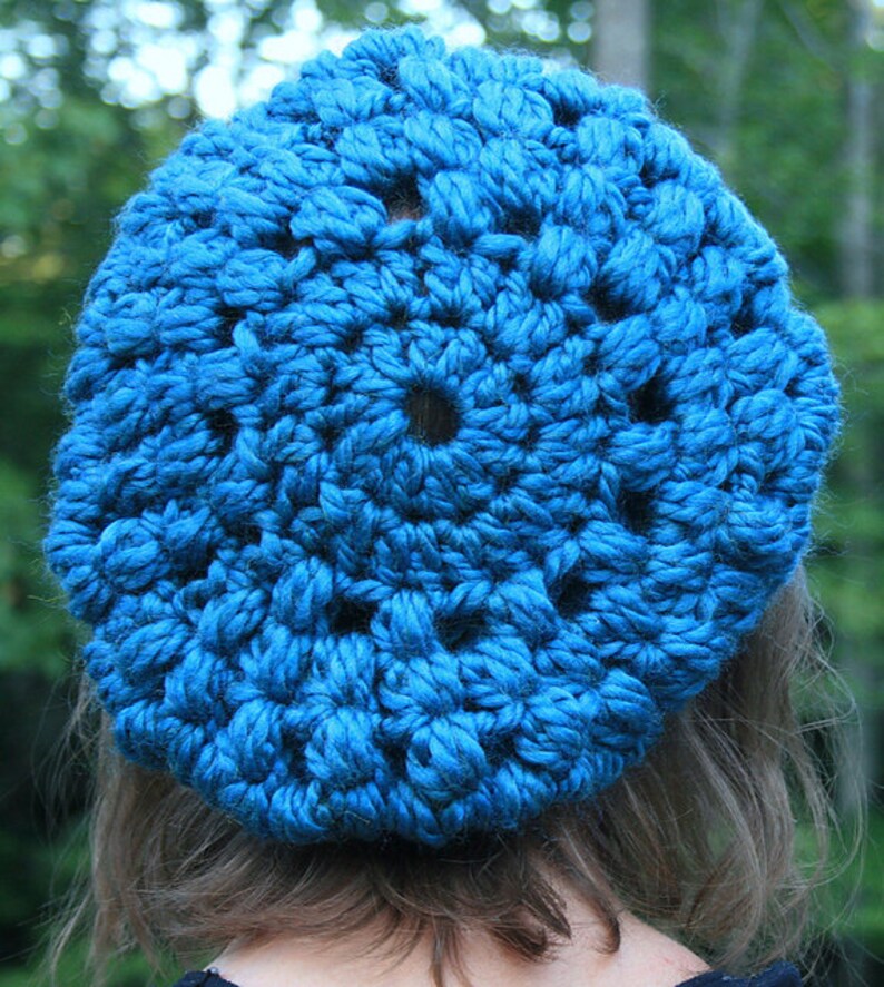Instant PDF File For Crochet Pattern for Easy Chunky Puff Stitch Slouch Hat Tam image 3
