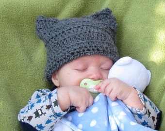 Instant PDF File Easy and adorable 0-6 months baby cat hat crochet pattern